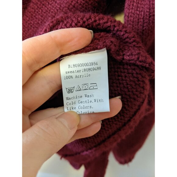 Womens Red Belted Cozy Knit Sweater Boat Neck Long Sleeve Glam Fall Winter M - Picture 8 of 9